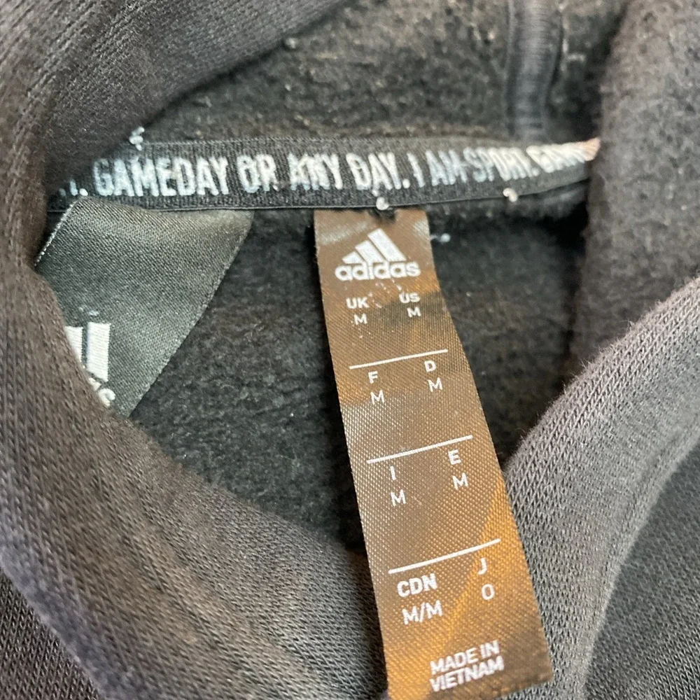 Adidas‎ Hoodie Mens Medium Black 3-Stripes Fleece Pullover Sporty Athletic